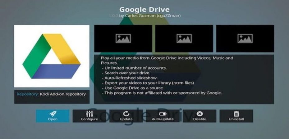 google drive on kodi