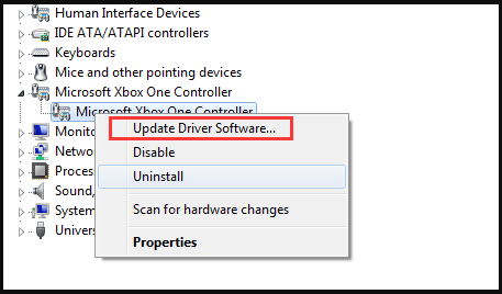 Update the Xbox one controller driver