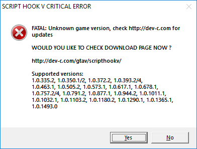 GTA V Script Hook error