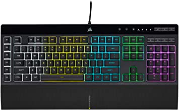 Corsair K55 RGB PRO - Dynamic RGB Backlighting Six Macro Keys Keyboard with Elgato Stream Deck Software Integration Detachable Palm Rest - Dedicated Media and Volume Keys