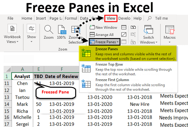 Freezing Panes in Excel