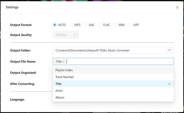 Customize Output Settings for Tidal Music