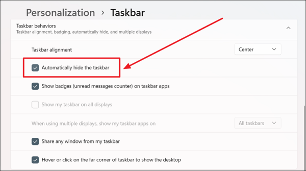 How To Hide Taskbar Windows 11