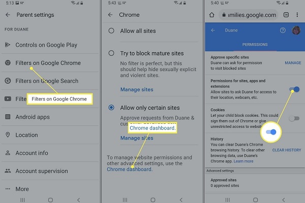 Configuring Parental Preferences on Chrome Mobile